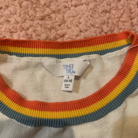 A white sweater with rainbow stripes - Picture 2 of 2